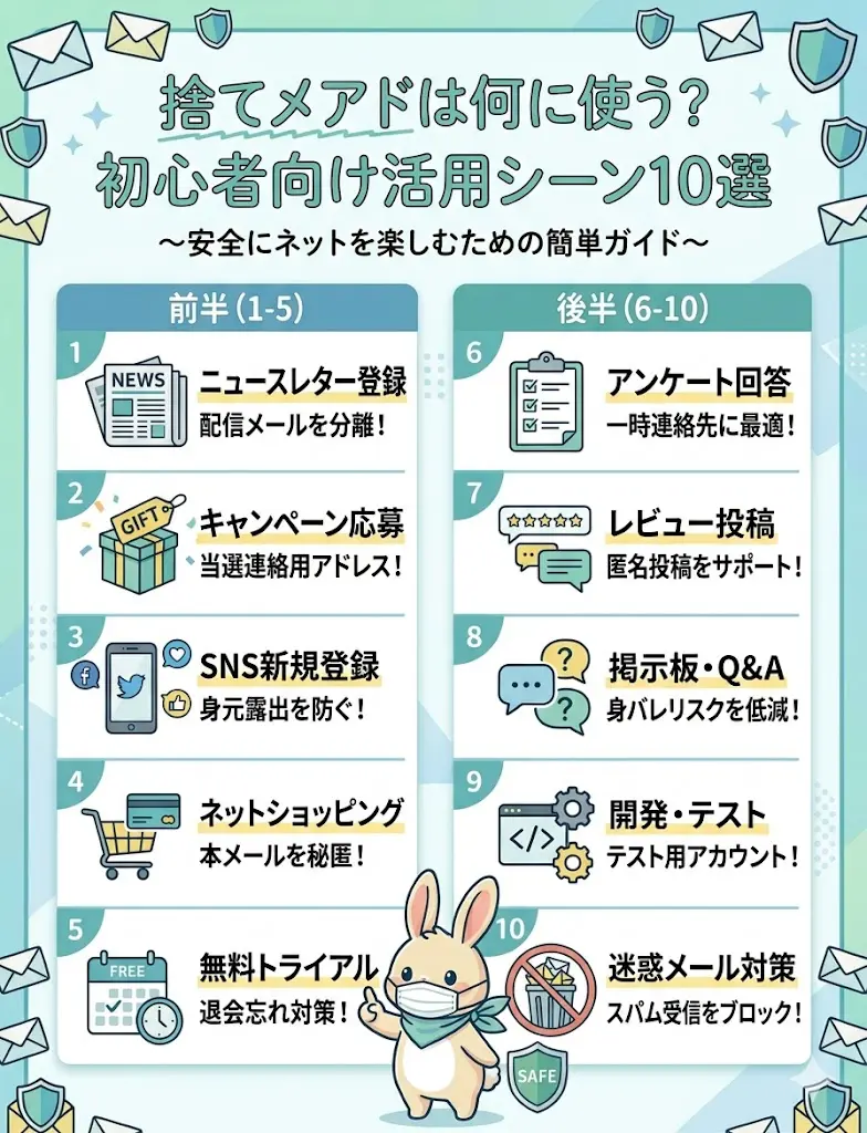 捨てメアドは何に使う？初心者向け活用シーン10選