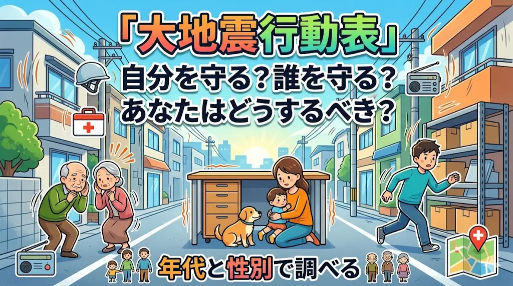 みんなの地震時の行動表をまとめた画像